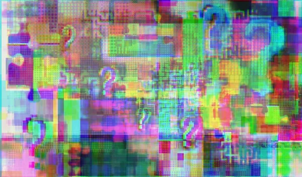 Notas Interrogatorios Laberintos Rompecabezas Arte Del Glitch Con Fuzziness Fondo —  Fotos de Stock