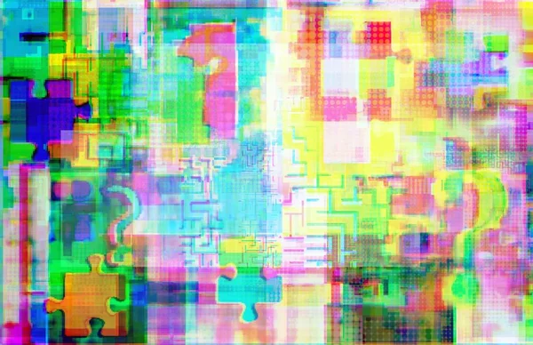 Mark Interrogations Puzzle Labyrinths Glitch Spots Fuzziness Concept Background Reboot — Stock Photo, Image