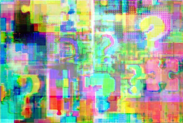 Signs Query Intricacies Jigsaw Puzzle Glitch Space Fuzziness Concept Background — Stock Photo, Image