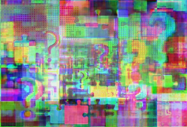 Notes Interrogations Labyrinths Puzzle Glitch Art Fuzziness Concept Background Selfie — Stock Photo, Image