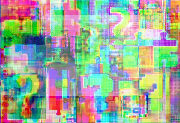 Tekenen Van Query Complexiteit Puzzel Glitch Ruimte Met Fuzziness Concept — Stockfoto