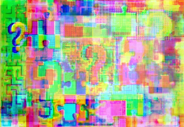 Notes Interrogations Labyrinths Puzzle Glitch Art Fuzziness Concept Background Hacking — Stock Photo, Image