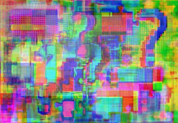 Question marks, intricacies and jigsaw puzzle in glitch space with fuzziness, concept background for hacking, OS, news, show, advt, teenage games, basic project etc