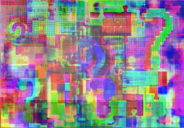 Signs Query Intricacies Jigsaw Puzzle Glitch Space Fuzziness Concept Background — Stock Photo, Image