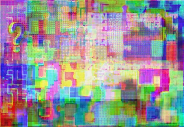 Mark Van Ondervraging Puzzel Complexiteit Glitch Plekken Met Fuzziness Concept — Stockfoto