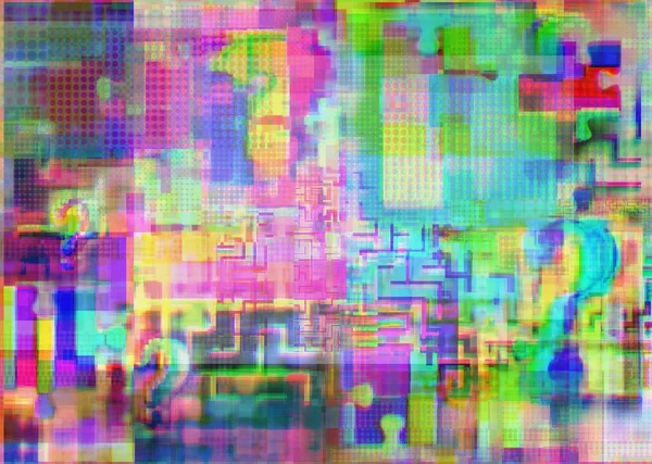 Mark Interrogations Puzzle Labyrinths Glitch Spots Fuzziness Concept Background Test — Stock Photo, Image