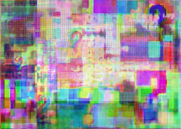 Mark Van Ondervraging Puzzel Complexiteit Glitch Plekken Met Fuzziness Concept — Stockfoto