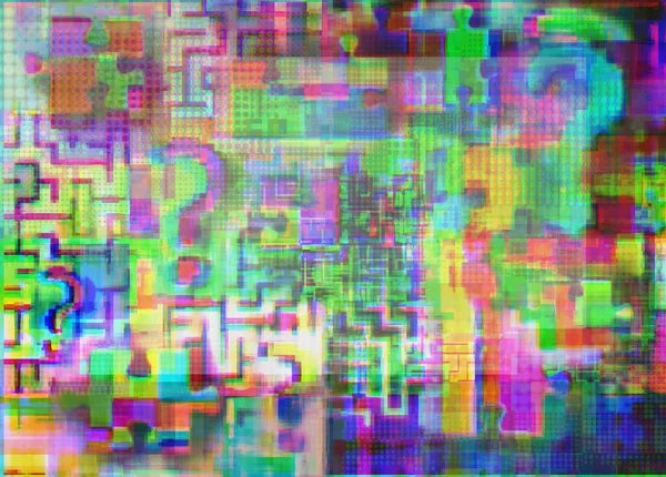 Notas Interrogatorios Laberintos Rompecabezas Arte Del Glitch Con Fuzziness Fondo —  Fotos de Stock