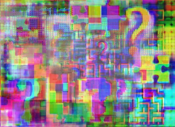 Signs Query Intricacies Jigsaw Puzzle Glitch Space Fuzziness Concept Background — Stock Photo, Image