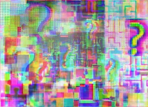 Jigsaw Puzzles Interrogations Intricacies Mix Glitch Fuzziness Concept Background Monitor — Stock Photo, Image