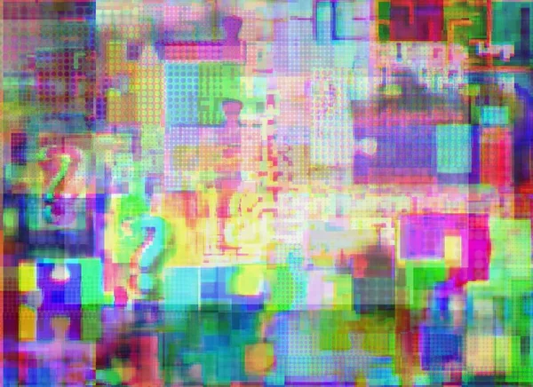 Mark Interrogation Puzzle Intricacies Glitch Spots Fuzziness Concept Background Monitor — Stock Photo, Image