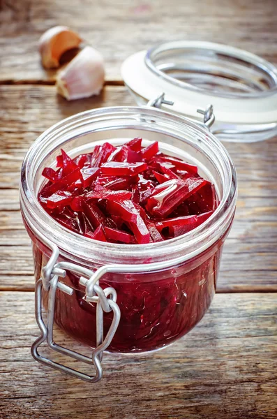 Pickled beets in the jar — Stock Image Pickled beets in the jar Royalty Free Stock Photos