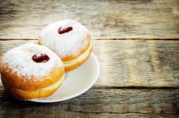fresh doughnuts with jam for Hanukkah