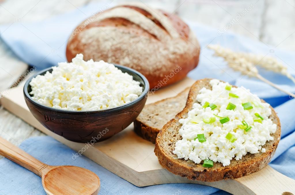 Healthy Breakfast With Whole Grain Rye Bread Cottage Cheese And