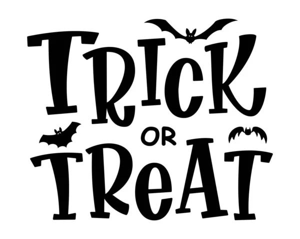 Trick Treat Banner Texto Frase Halloween Teste Isolado Com Silhuetas — Vetor de Stock