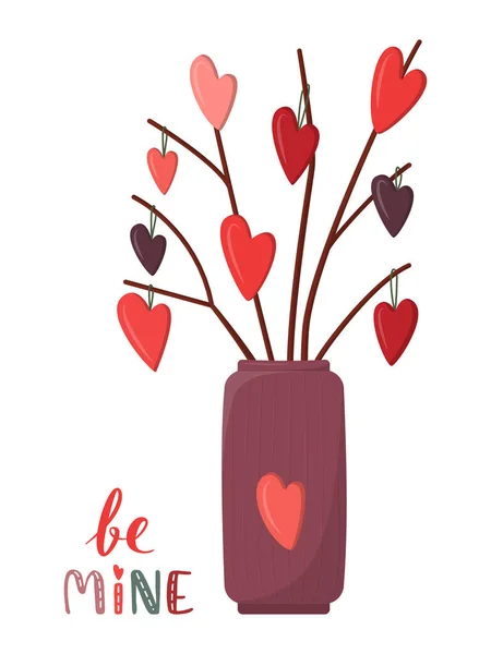 Blumenstrauß Aus Rotem Herzen Festlicher Gruß Gestaltungselement Für Karte Plakat — Stockvektor