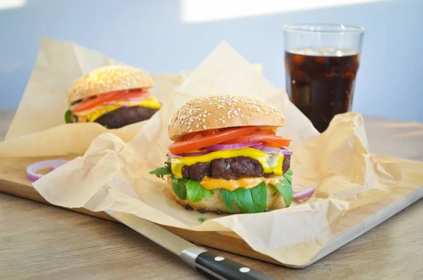 burger and soda photo