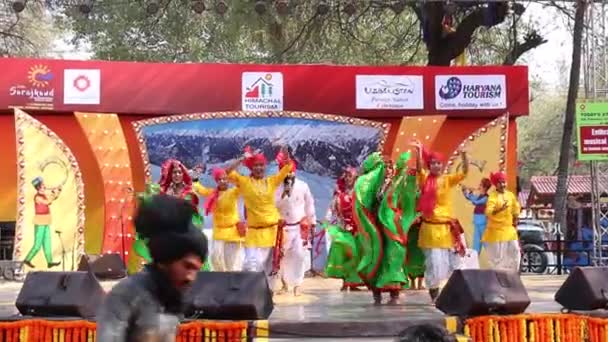 Una Danza Popolare Indiana Dello Stato Haryana Con Abiti Colorati — Video Stock