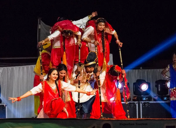 Bikaner Rajasthan Indien Januar 2019 Gruppe Männlicher Und Weiblicher Bhangra — Stockfoto