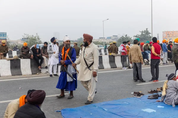 New Delhi India December 2020 Тисячі Фермерів Різних Штатів Марширують — стокове фото