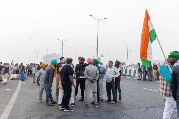 New Delhi India December 2020 Thousands Farmers Various States March — Stock Photo, Image