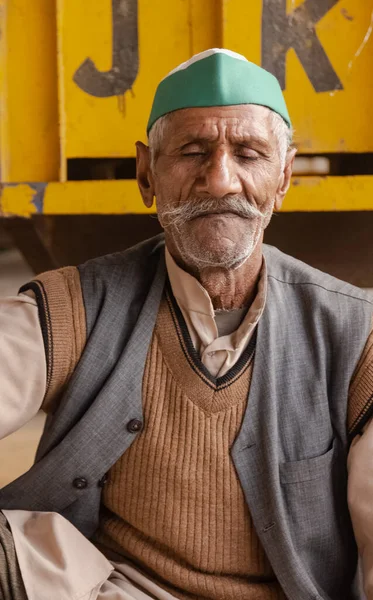 Nowość Delhi India Grudzień 2020 Portret Indyjskiego Rolnika Pendżabu Innych — Zdjęcie stockowe