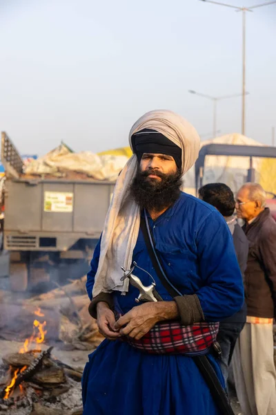 New Delhi India January 2021 Портрет Молодих Сикхів Індійських Фермерів — стокове фото