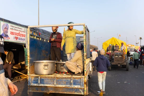 New Delhi India January 2021 Індійський Фермер Подорожує Трактору Щоб — стокове фото