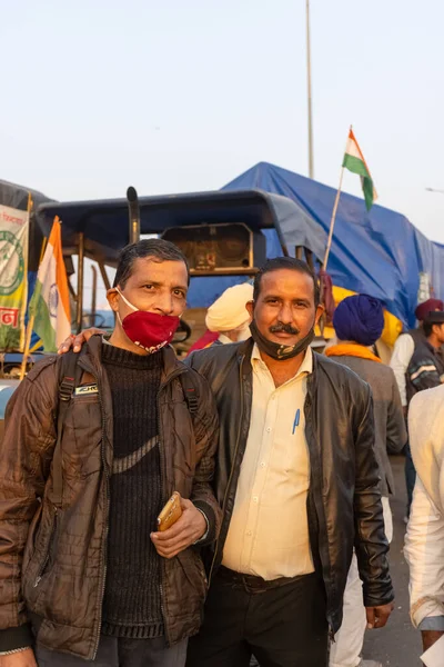 New Delhi India January 2021 Портрет Молодих Сикхів Індійських Фермерів — стокове фото