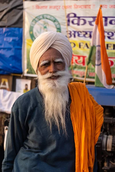 New Delhi India Januari 2021 Portret Van Oude Sikh Indiase — Stockfoto