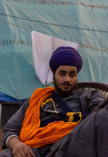 New Delhi India Januari 2021 Portret Van Jonge Sikh Indiase — Stockfoto