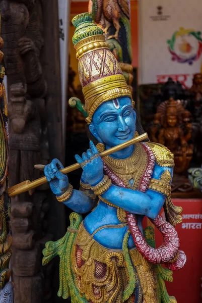 Нью Дели Индия Февраль 2019 Идол Владыки Кришны Держащего Флейту — стоковое фото