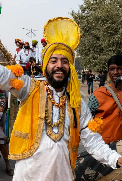 Bikaner Rajasthan India Styczeń 2019 Grupa Męskich Artystów Sikh Wykonujących — Zdjęcie stockowe