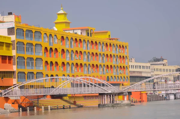 Haridwar Uttarakhand India February 2021 Barevná Stavební Architektura Blízkosti River — Stock fotografie