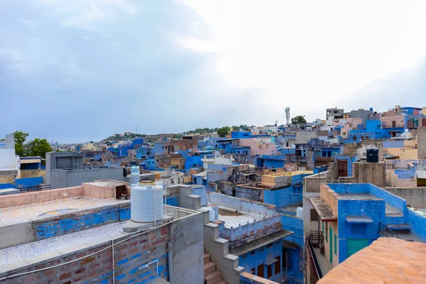 Jodhpur Rajasthan India Luglio 2021 Strada Colore Blu Brillante Case — Foto Stock