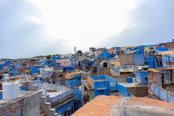 Jodhpur Rajasthan India Luglio 2021 Strada Colore Blu Brillante Case — Foto Stock