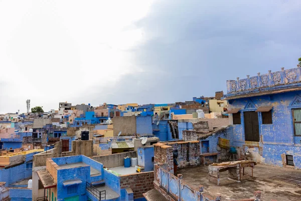 Jodhpur Rajasthan India Luglio 2021 Strada Colore Blu Brillante Case — Foto Stock