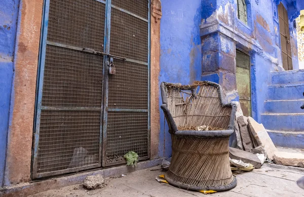 Jodhpur Rajasthan India Juli 2021 Felblauwe Kleur Straat Huizen Van — Stockfoto