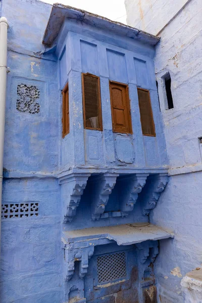 Jodhpur Rajasthan India July 2021 Яскрава Блакитна Вулиця Будинки Синього — стокове фото