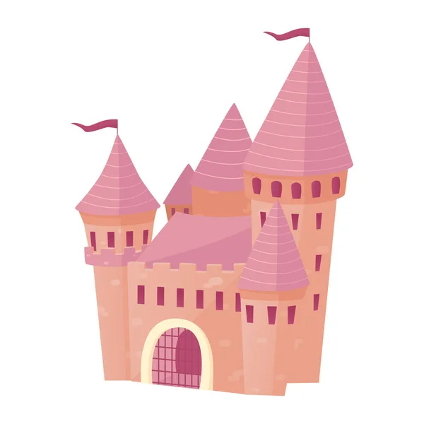 Fabuleux château rose pour la princesse — Image vectorielle