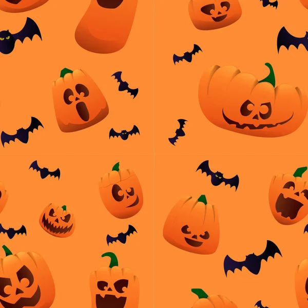 Dibujos animados backgraund de Halloween con calabaza, murciélagos — Archivo Imágenes Vectoriales