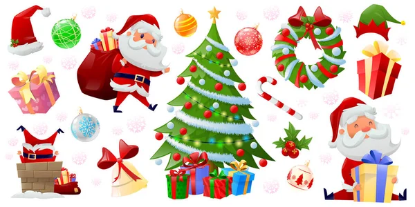 Bir dizi karikatür Noel elementleri