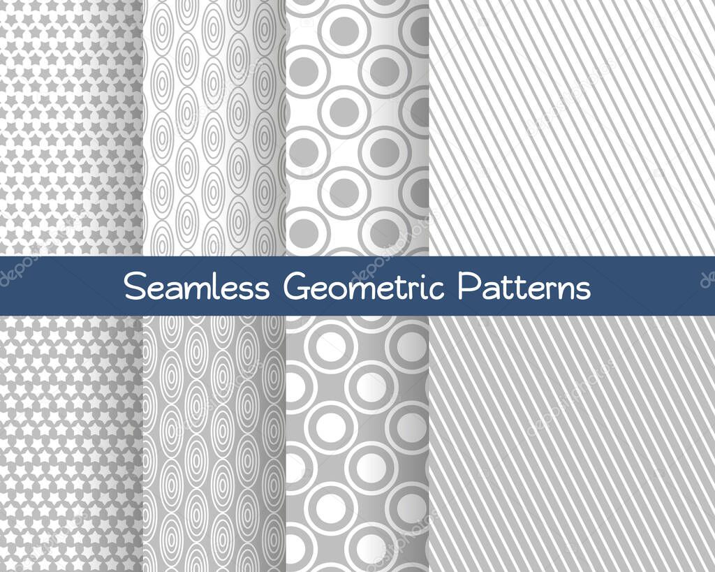 Collection of grey textures with geometric pattern