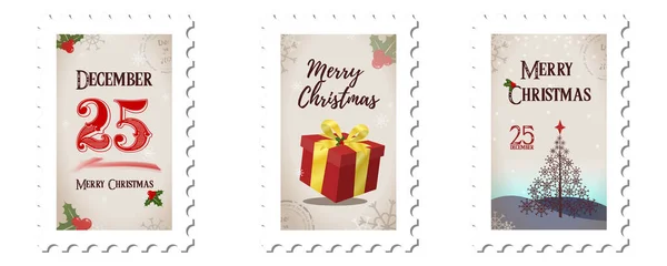 Postage stamps Merry Christmas — Stock Vector