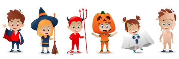 Collectie van Halloween kostuums kinderen — Stockvector