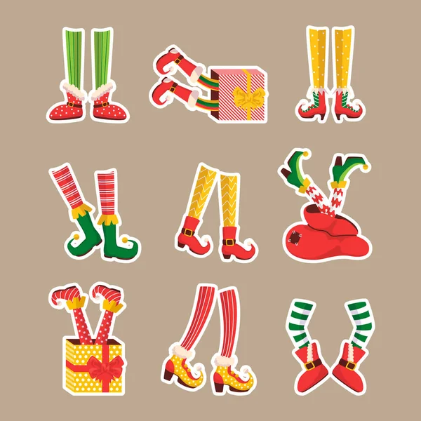 Cartoon stikers elf shoes and socks — Stock Vector