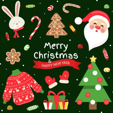 Noel nesneleri ve elementleri koleksiyonu