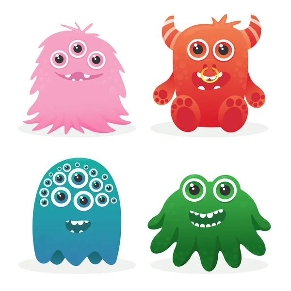 Cartoon set of funny monsters character — Stock Vector