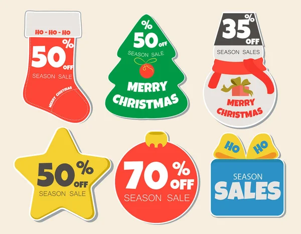 Julförsäljning taggar samling papper stil — Stock vektor