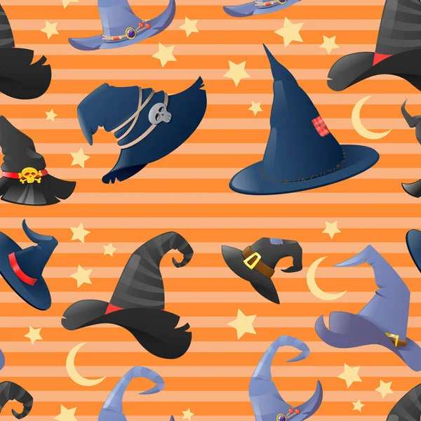 Koleksi kartun Halloween topi penyihir - Stok Vektor